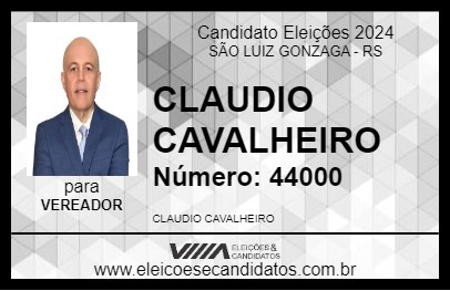 Candidato CLAUDIO CAVALHEIRO 2024 - SÃO LUIZ GONZAGA - Eleições