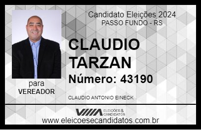 Candidato CLAUDIO TARZAN 2024 - PASSO FUNDO - Eleições