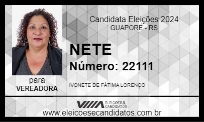 Candidato NETE 2024 - GUAPORÉ - Eleições