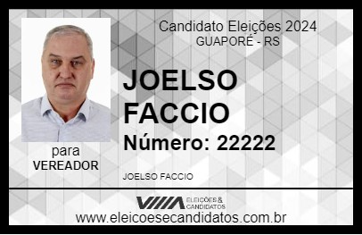 Candidato JOELSO FACCIO 2024 - GUAPORÉ - Eleições