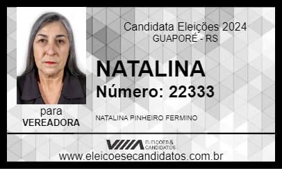 Candidato NATALINA 2024 - GUAPORÉ - Eleições