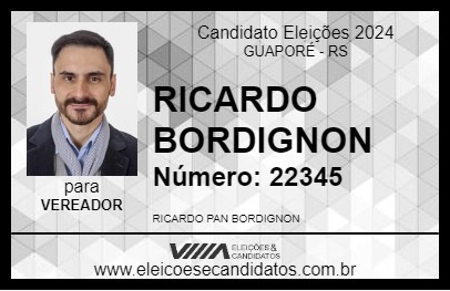 Candidato RICARDO BORDIGNON 2024 - GUAPORÉ - Eleições