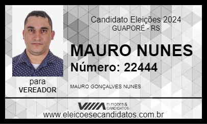 Candidato MAURO NUNES 2024 - GUAPORÉ - Eleições