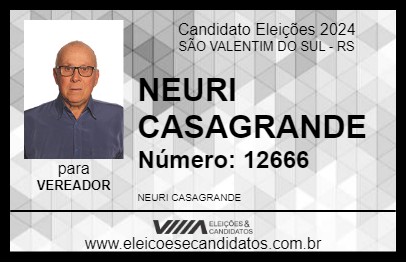 Candidato NEURI CASAGRANDE 2024 - SÃO VALENTIM DO SUL - Eleições