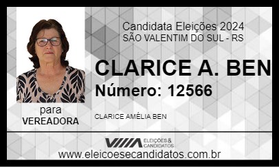 Candidato CLARICE A. BEN 2024 - SÃO VALENTIM DO SUL - Eleições