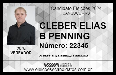 Candidato CLEBER ELIAS B PENNING 2024 - CANGUÇU - Eleições