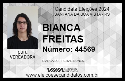 Candidato BIANCA FREITAS 2024 - SANTANA DA BOA VISTA - Eleições