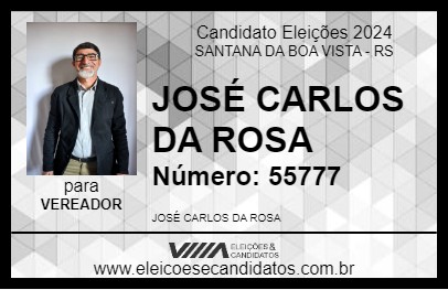 Candidato JOSÉ CARLOS DA ROSA 2024 - SANTANA DA BOA VISTA - Eleições