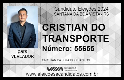 Candidato CRISTIAN DO TRANSPORTE 2024 - SANTANA DA BOA VISTA - Eleições