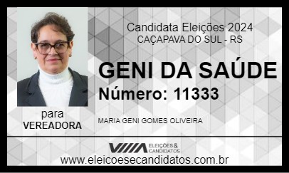 Candidato GENI DA SAÚDE 2024 - CAÇAPAVA DO SUL - Eleições