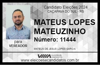 Candidato MATEUS LOPES MATEUZINHO 2024 - CAÇAPAVA DO SUL - Eleições