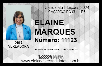 Candidato ELAINE MARQUES 2024 - CAÇAPAVA DO SUL - Eleições