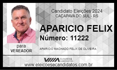 Candidato APARICIO FELIX 2024 - CAÇAPAVA DO SUL - Eleições