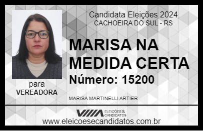 Candidato MARISA NA MEDIDA CERTA 2024 - CACHOEIRA DO SUL - Eleições