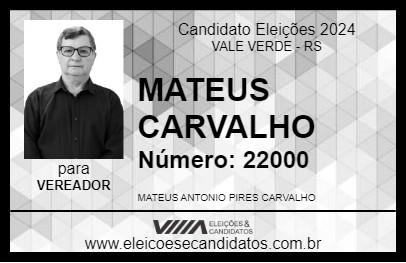 Candidato MATEUS CARVALHO 2024 - VALE VERDE - Eleições