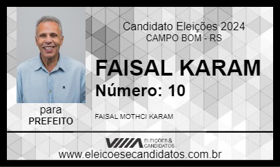 Candidato FAISAL KARAM 2024 - CAMPO BOM - Eleições