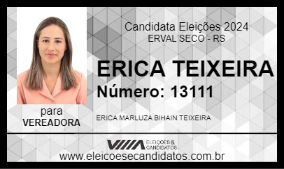 Candidato ERICA TEIXEIRA 2024 - ERVAL SECO - Eleições