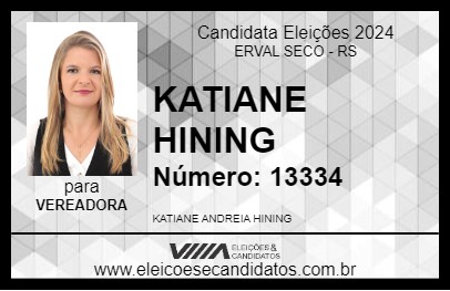 Candidato KATIANE HINING 2024 - ERVAL SECO - Eleições