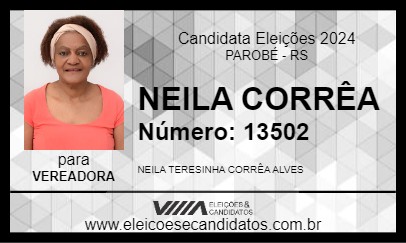 Candidato NEILA CORRÊA 2024 - PAROBÉ - Eleições