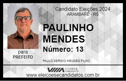 Candidato PAULINHO MENDES 2024 - ARAMBARÉ - Eleições