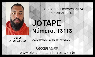 Candidato JOTAPE 2024 - ARAMBARÉ - Eleições