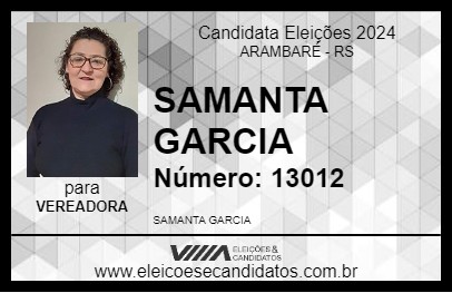 Candidato SAMANTA GARCIA 2024 - ARAMBARÉ - Eleições