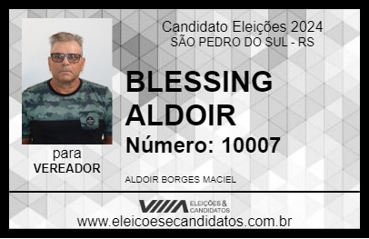 Candidato BLESSING ALDOIR 2024 - SÃO PEDRO DO SUL - Eleições