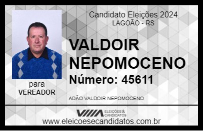 Candidato VALDOIR NEPOMOCENO 2024 - LAGOÃO - Eleições