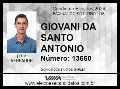 Candidato GIOVANI DA SANTO ANTONIO 2024 - FAXINAL DO SOTURNO - Eleições