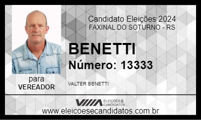 Candidato BENETTI 2024 - FAXINAL DO SOTURNO - Eleições