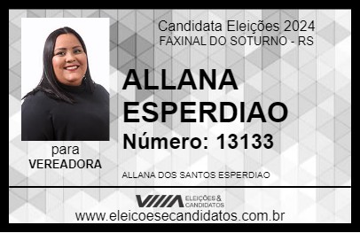 Candidato ALLANA ESPERDIAO 2024 - FAXINAL DO SOTURNO - Eleições