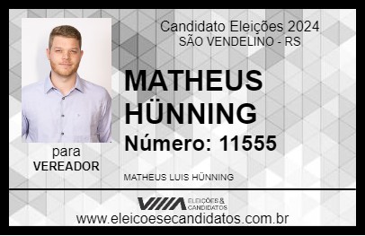 Candidato MATHEUS HÜNNING 2024 - SÃO VENDELINO - Eleições