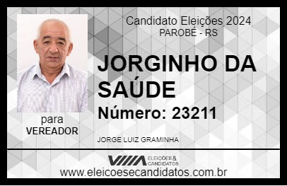 Candidato JORGINHO DA SAÚDE 2024 - PAROBÉ - Eleições