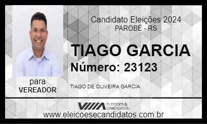 Candidato TIAGO GARCIA 2024 - PAROBÉ - Eleições