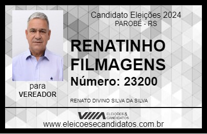 Candidato RENATINHO FILMAGENS 2024 - PAROBÉ - Eleições