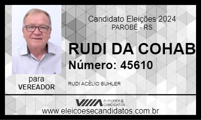 Candidato RUDI DA COHAB 2024 - PAROBÉ - Eleições