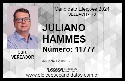 Candidato JULIANO HAMMES 2024 - SELBACH - Eleições