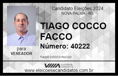 Candidato TIAGO COCCO FACCO 2024 - NOVA PALMA - Eleições