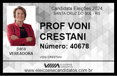 Candidato PROF VONI CRESTANI 2024 - SANTA CRUZ DO SUL - Eleições