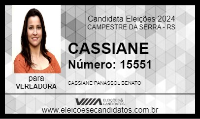 Candidato CASSIANE 2024 - CAMPESTRE DA SERRA - Eleições