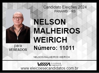 Candidato NELSON MALHEIROS WEIRICH 2024 - PANAMBI - Eleições