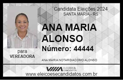 Candidato ANA MARIA ALONSO 2024 - SANTA MARIA - Eleições