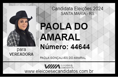 Candidato PAOLA DO AMARAL 2024 - SANTA MARIA - Eleições