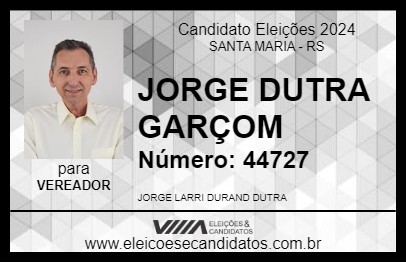 Candidato JORGE DUTRA GARÇOM 2024 - SANTA MARIA - Eleições