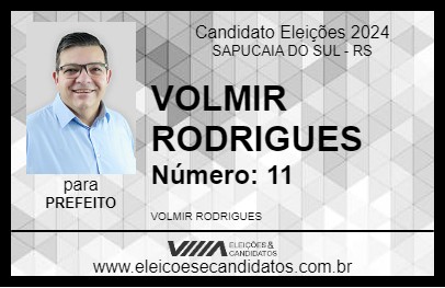 Candidato VOLMIR RODRIGUES GORDO 2024 - SAPUCAIA DO SUL - Eleições