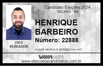 Candidato HENRIQUE BARBEIRO 2024 - VACARIA - Eleições