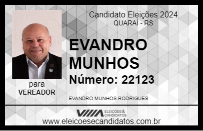 Candidato EVANDRO MUNHOS 2024 - QUARAÍ - Eleições