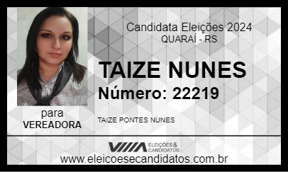 Candidato TAIZE NUNES 2024 - QUARAÍ - Eleições