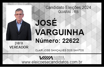 Candidato JOSÉ VARGUINHA 2024 - QUARAÍ - Eleições