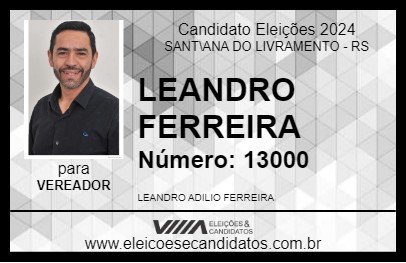 Candidato LEANDRO FERREIRA 2024 - SANT\ANA DO LIVRAMENTO - Eleições